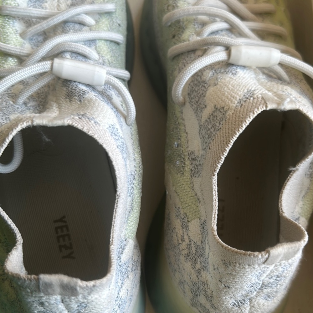 Yeezy White and Gray Sneakers with light green accents - men’s size 11.5